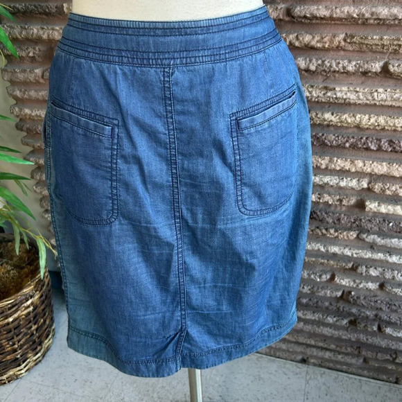 Lafayette 148 Stretch Denim Chambray Jean Skirt Size 4 - Picture 4 of 9